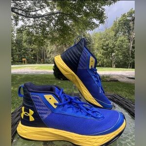 Under Armour Basketball Shoes Youth Size 4.5Y Blue Yellow Black